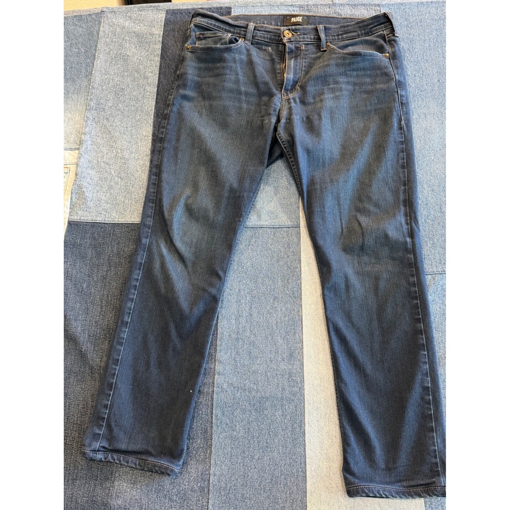 PAIGE Lennox Slim Fit Jeans Mens 34 Dark Wash Blue Denim Stretch Pants